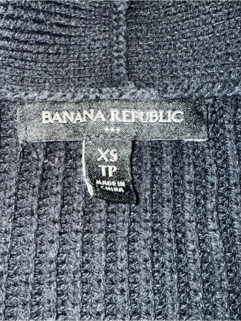 Banana Republic Black Ribbed Button-Front Cardigan Fisherman/Grandpa Style - Picture 3 of 5